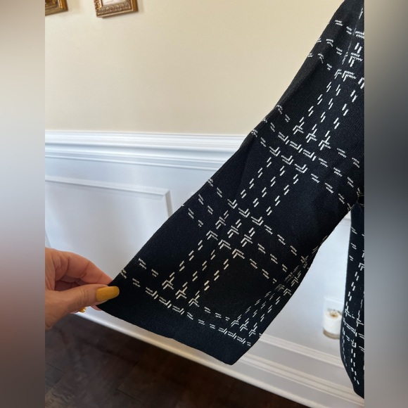 Mercer Street Studio Black & White Button Front   Stitch Motif Cardigan/Jacket. - Picture 7 of 12